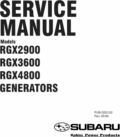Product picture Subaru Robin Generators Technician / Service Manual