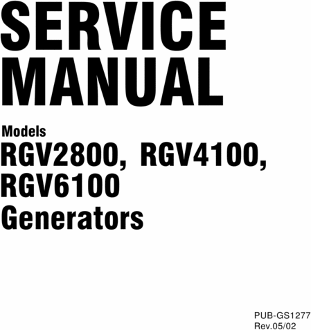 Product picture Subaru Robin Generators Technician / Service Manual