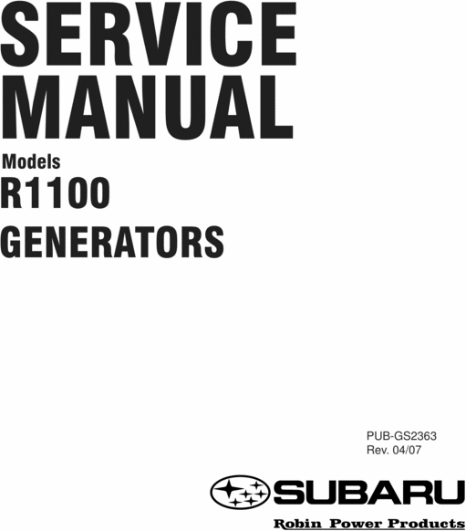 Product picture Subaru Robin R1100 Technician / Service Manual